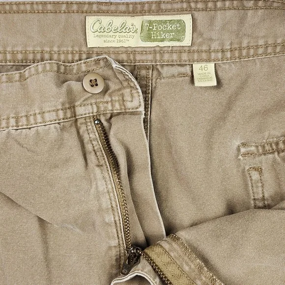 Cabelas 7-Pocket Hiker Shorts Mens 46 Brown Cotton Canvas Cargo Outdoor Utility - Picture 2 of 13